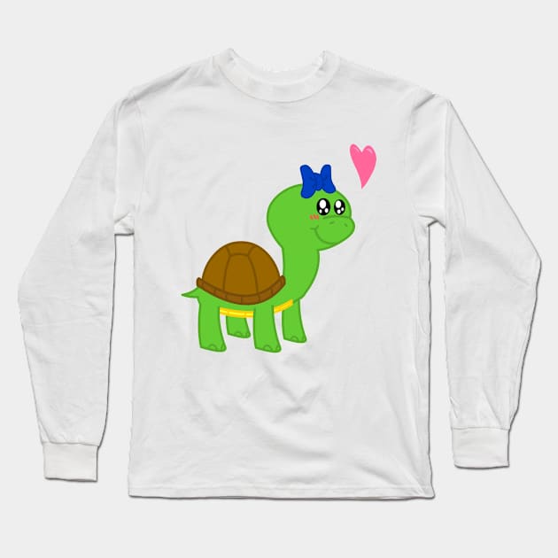 Turtle Love Girl Long Sleeve T-Shirt by Dromus